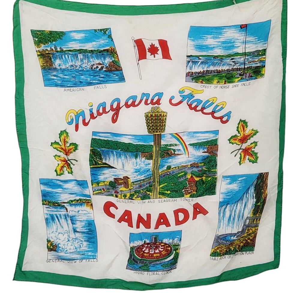 VTG Canada Souvenir Scarf Wrap Tapestry Decor Niagara Falls 16" Artsy